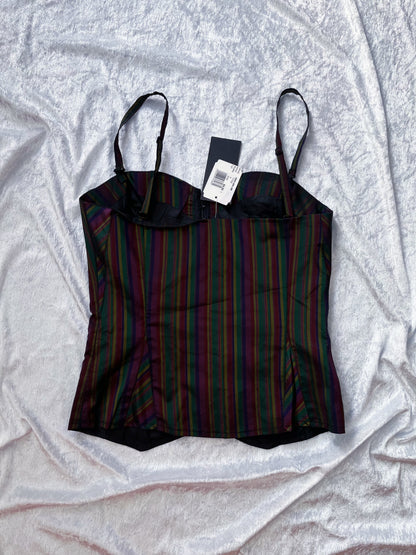 00’s deadstock Toi&Moi jester striped corset 🃏🎪