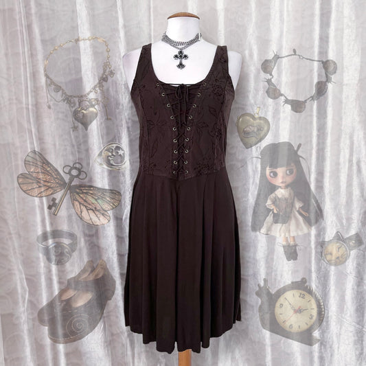 00’s village witch brown corset dress 🐐🥧🧙🏻‍♀️