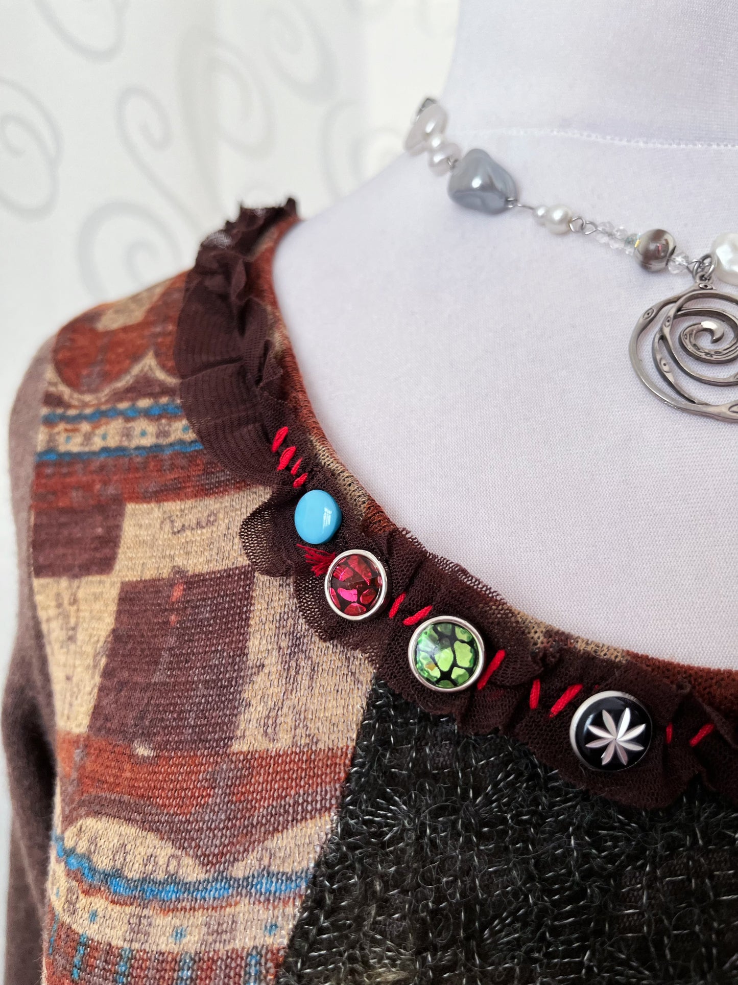 00's Whimsy Twee dress with beautiful egyptian design and faux mohair feel 🌒🍎