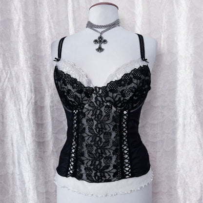 Gothic black & white bustier/corset top 🖤🦷