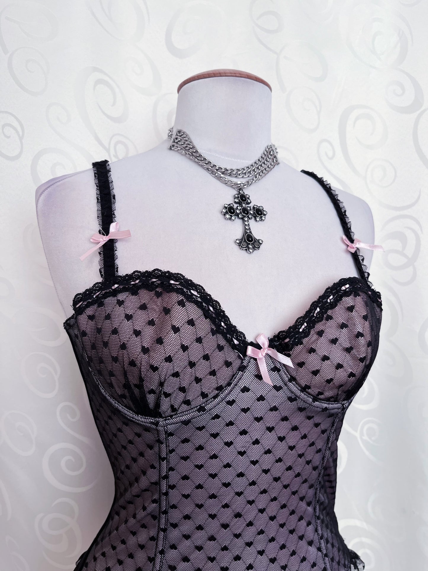 Whimsy coquette lacey hearts corset 💜🎀