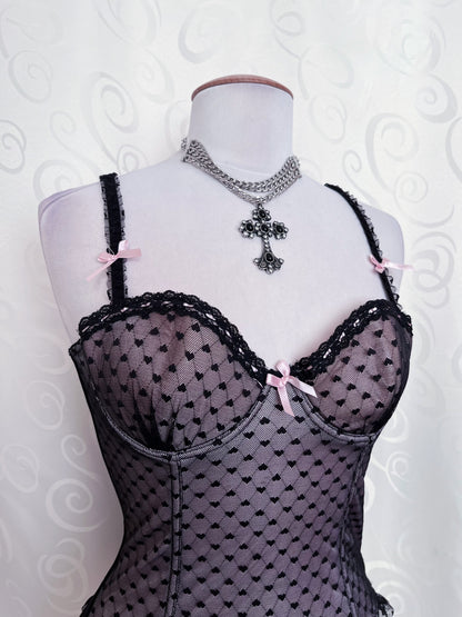Whimsy coquette lacey hearts corset 💜🎀