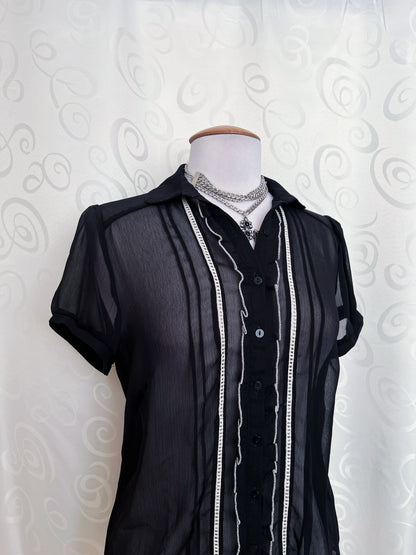 Dark coquette/Gothic mesh shirt 🕷️🎞️