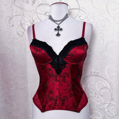 Gothic vampire corset with embossed & lace details 🦇❤️