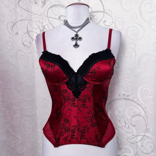 Gothic vampire corset with embossed & lace details 🦇❤️