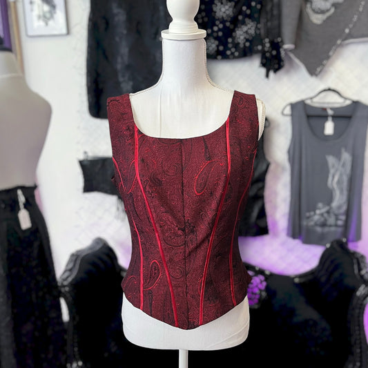 Vintage gothic vampire burgundy embossed corset 🩸