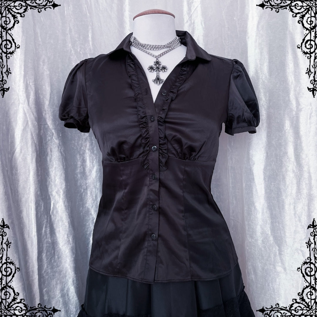 Dark coquette silky shirt🕷️