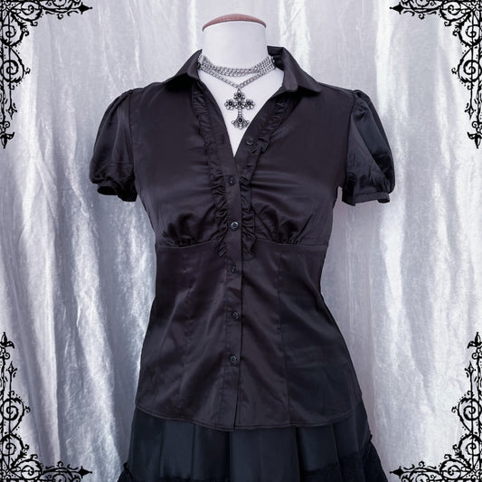 Dark coquette silky shirt🕷️
