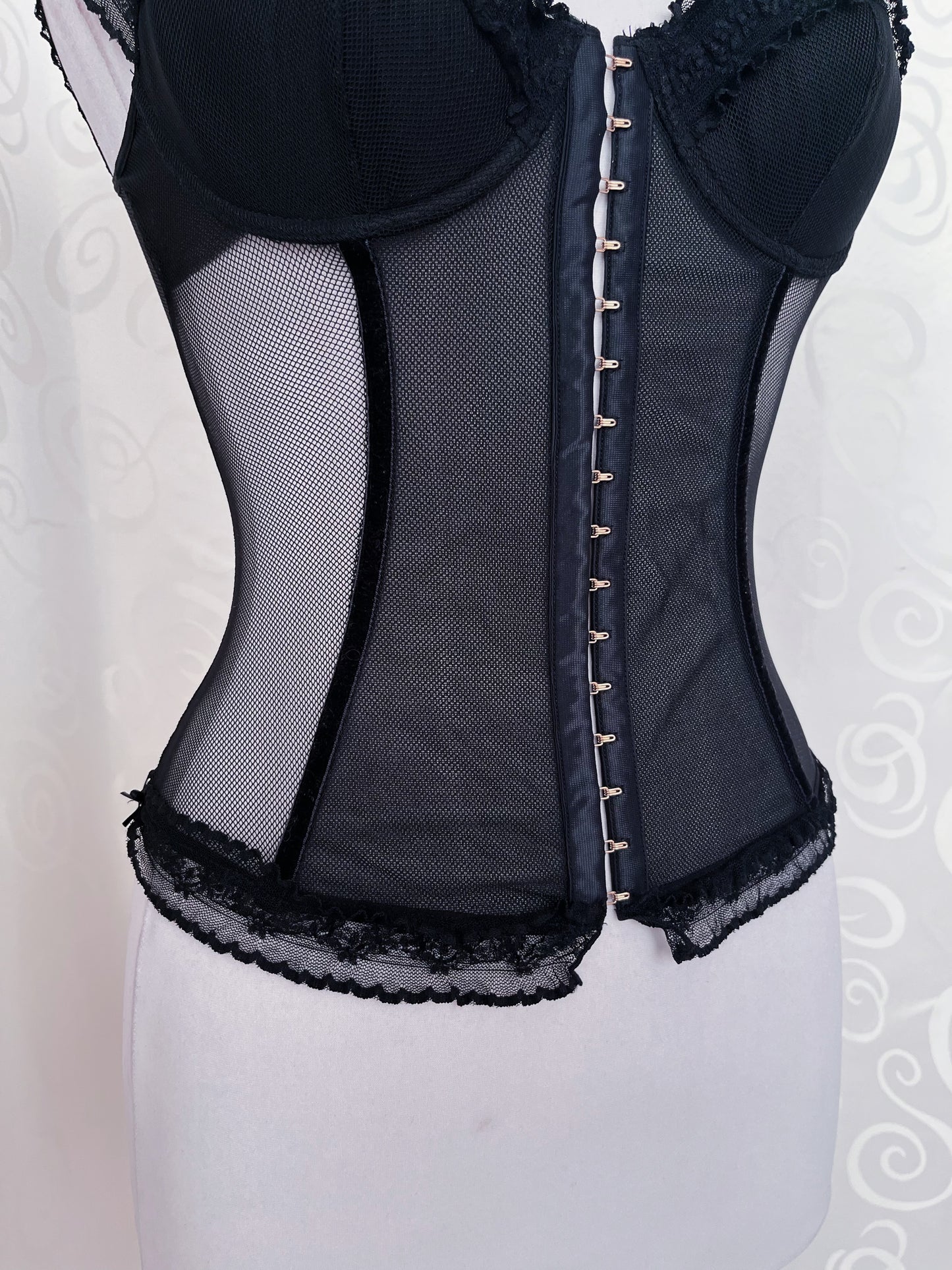 Dark Coquette/Gothic mesh sheer black corset 🕷️🕸️