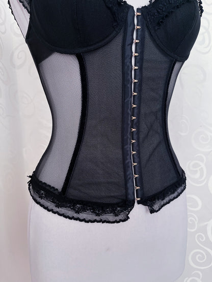 Dark Coquette/Gothic mesh sheer black corset 🕷️🕸️