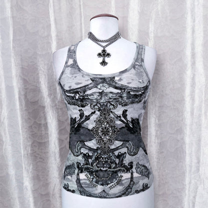 Y2K style graphic & beaded tank top ✨