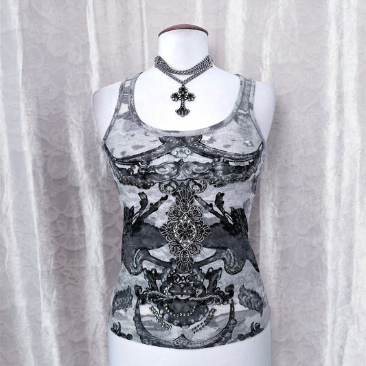 Y2K style graphic & beaded tank top ✨