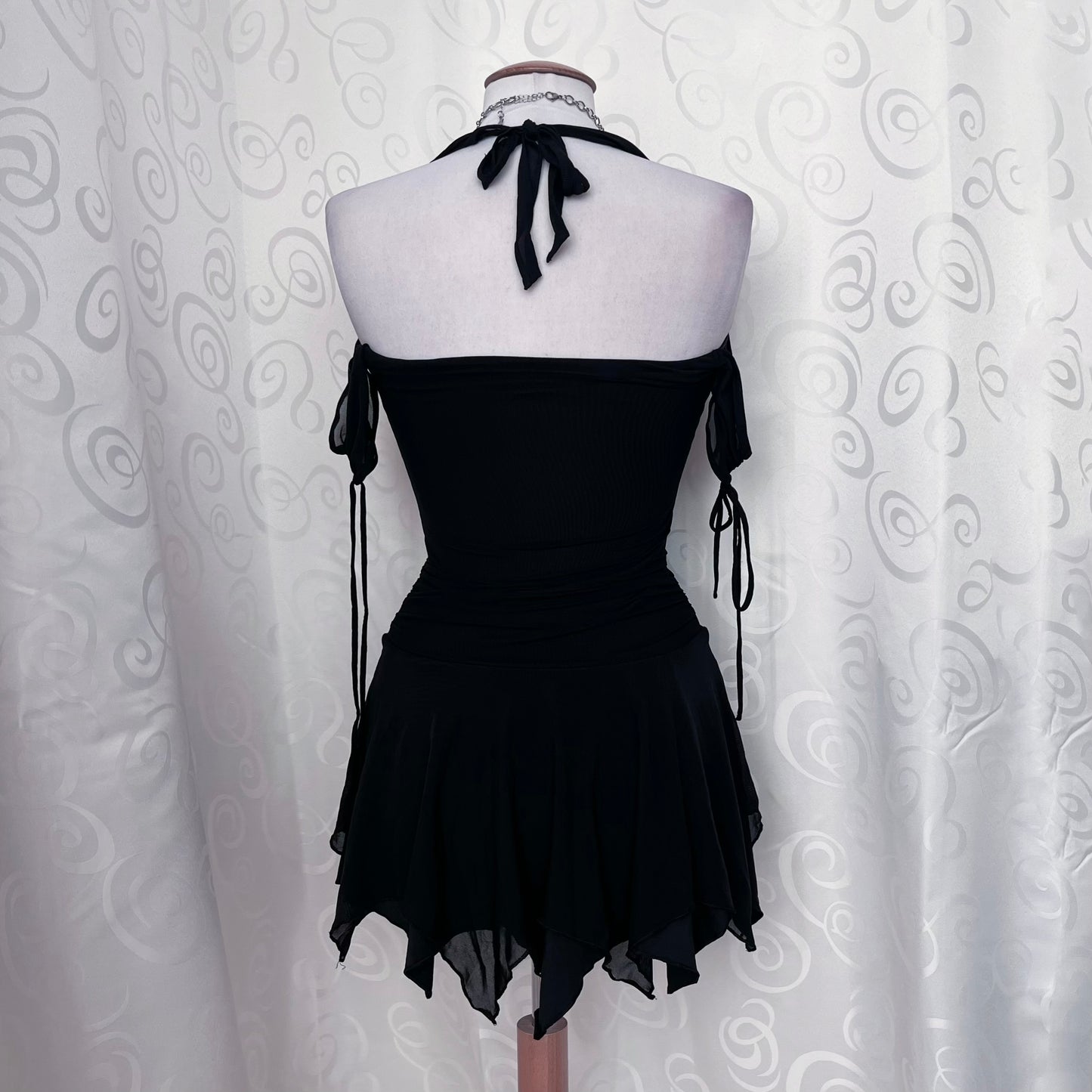 Fairy black mesh asymmetrical dress 🕷️🌀