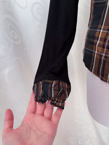 00’s deadstock Gothic/Jirai Kei tartan shirt with bolero effect 🌀🐌