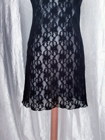 ♱00’s dark coquette lace dress♱