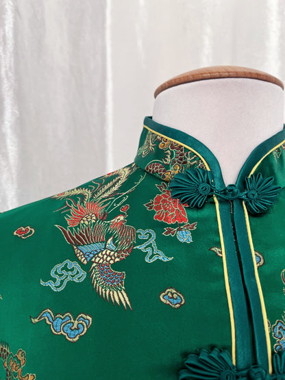 Chinese Qipao/Cheongsam green top with embroidered dragon details 🐉🐲
