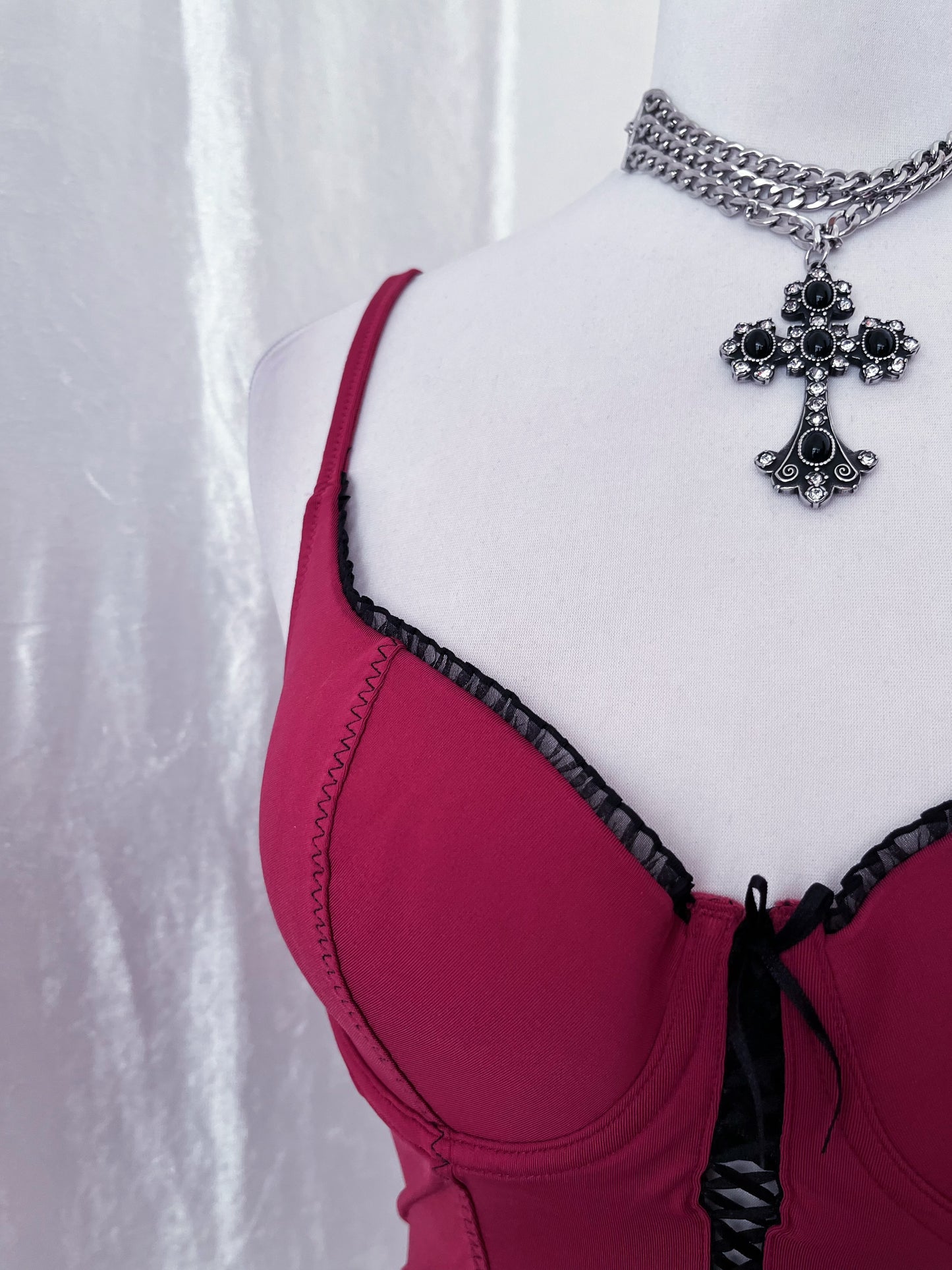 Hot burgundy crop corset top 🎀