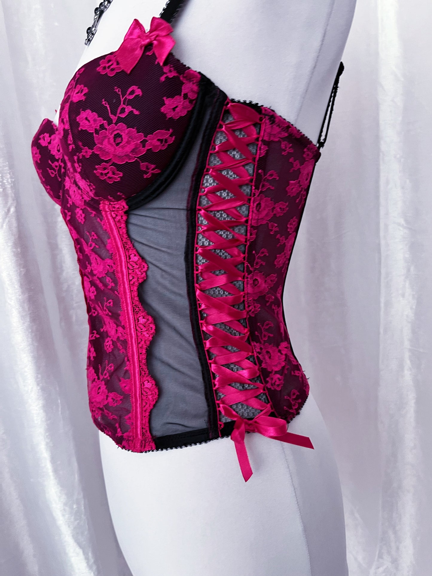 Hot pink gothic mesh corset 🎀