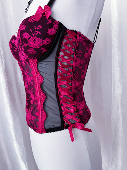 Hot pink gothic mesh corset 🎀