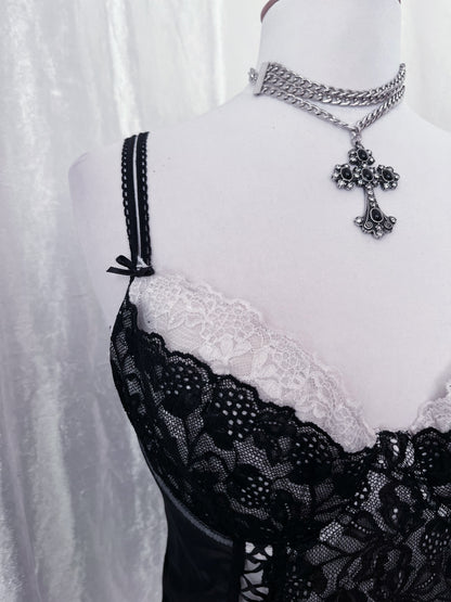 Gothic black & white bustier/corset top 🖤🦷