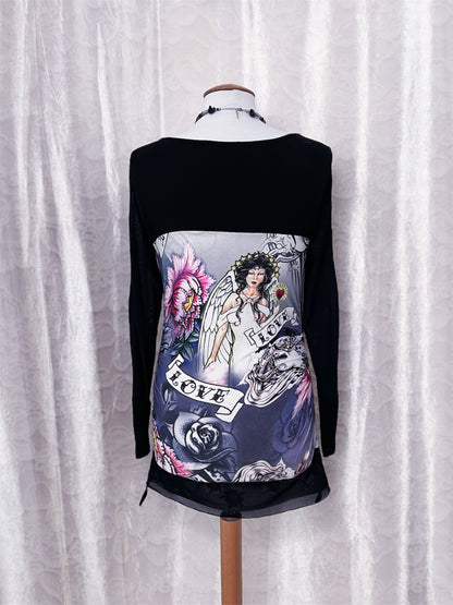 Rare NICOWA iconic y2k style tunic blouse with mesh & velvet detail 💕✨