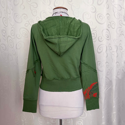 00’s/Y2K iconic embroidered & printed 
green hooded jacket 🐍🦎