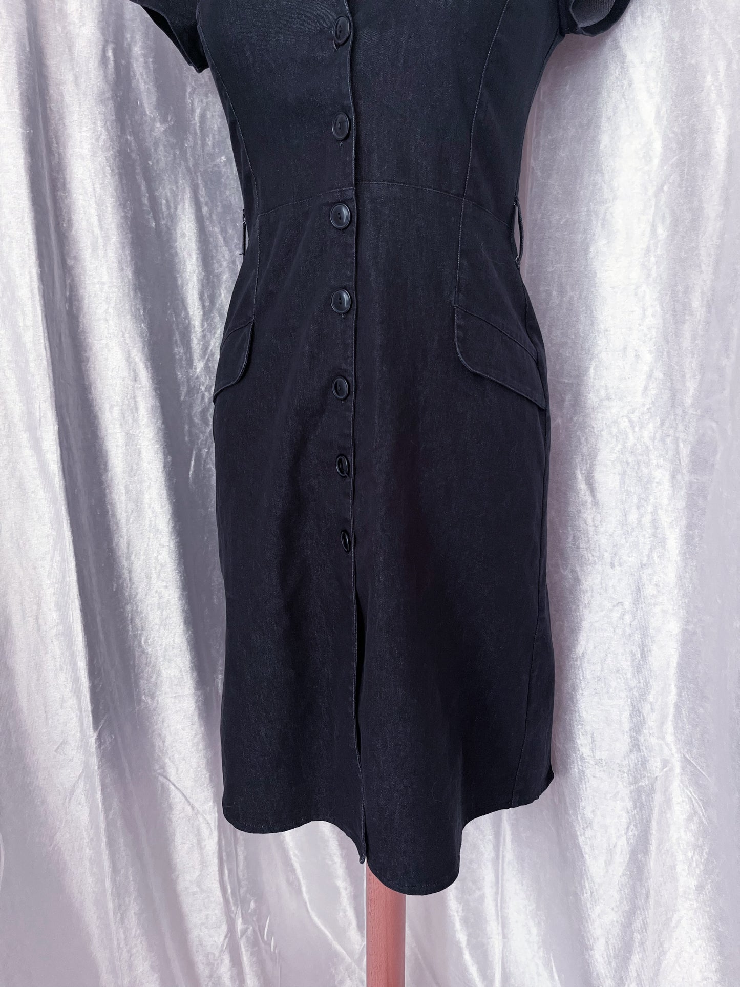 Orsay dark coquette denim dress with puff sleeves 🦋