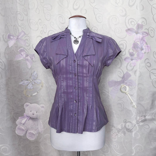 Cutest coquette striped lilac shirt 💜🎀