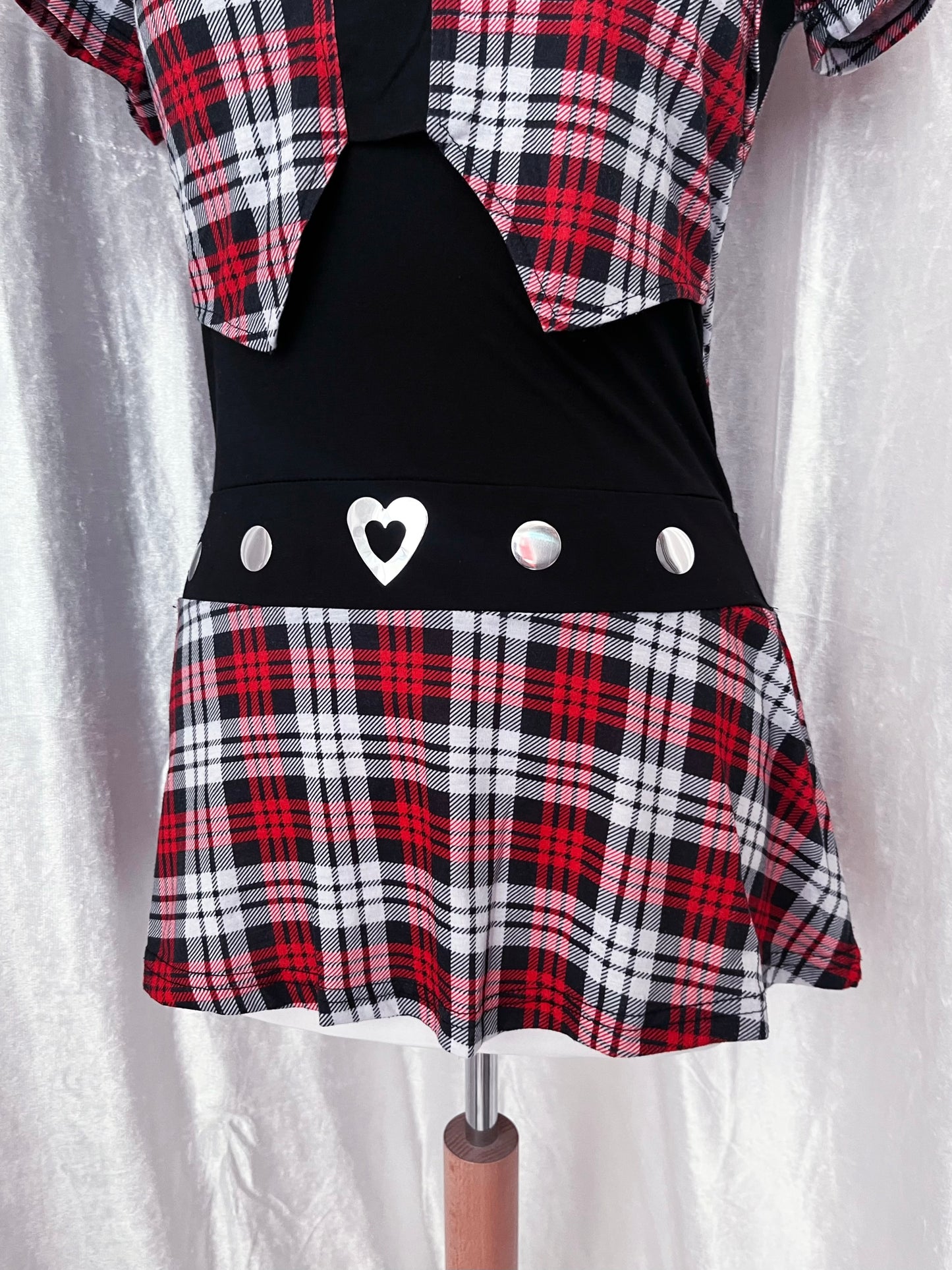 Emo/Alt plaid tunic top with vest detail ❣️