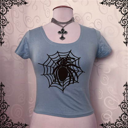 00’s Deadstock spider blue baby tee 🕷️🕸️