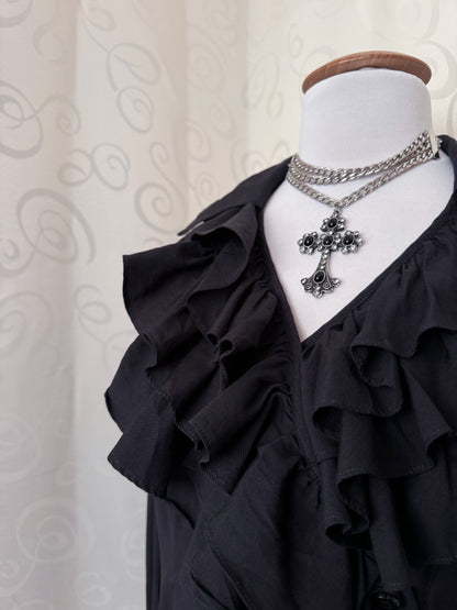 Gothic Victorian/Jfashion style black ruffle shirt 🦇