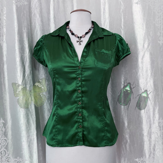 Atmosphere coquette office green shirt 🍏