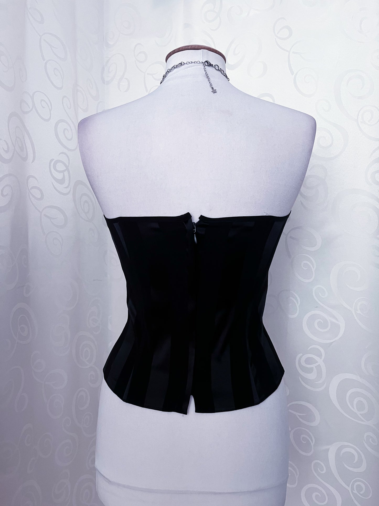 00’s dark coquette black corset top with boning 🦇🎀