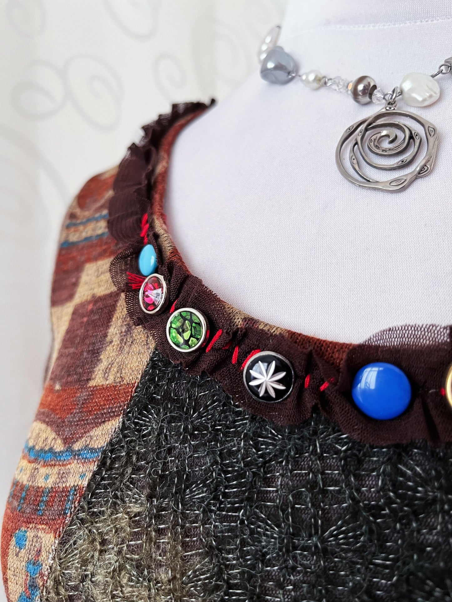 00's Whimsy Twee dress with beautiful egyptian design and faux mohair feel 🌒🍎