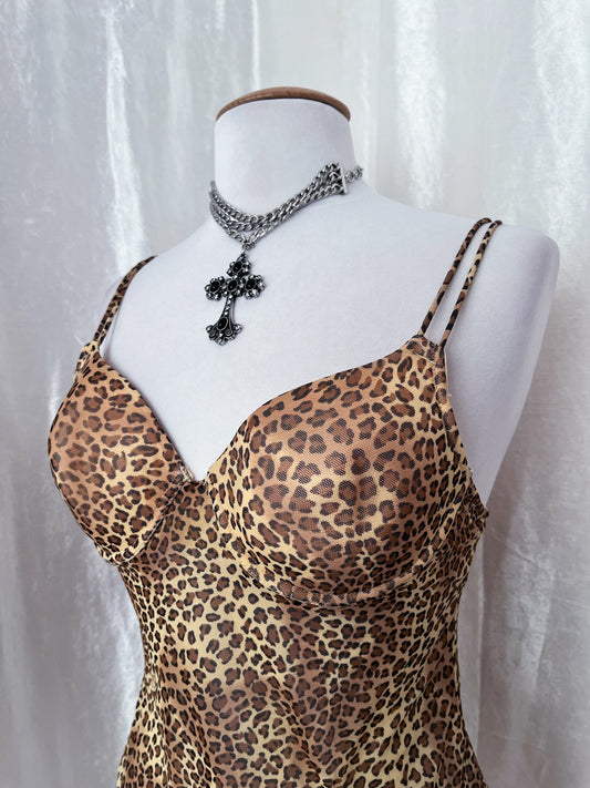 Punk style leopard print bustier top 🐆