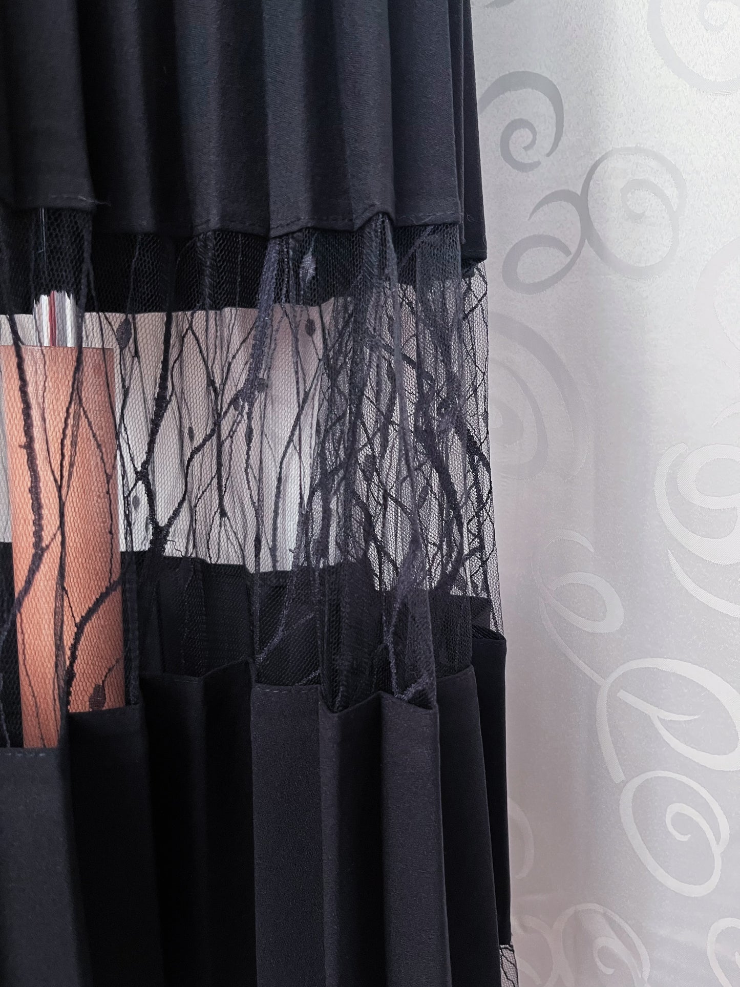 Whimsygoth black maxi skirt with tulle detail 🖤