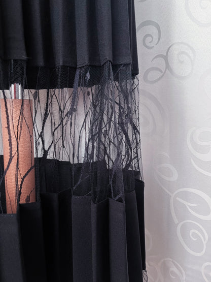 Whimsygoth black maxi skirt with tulle detail 🖤