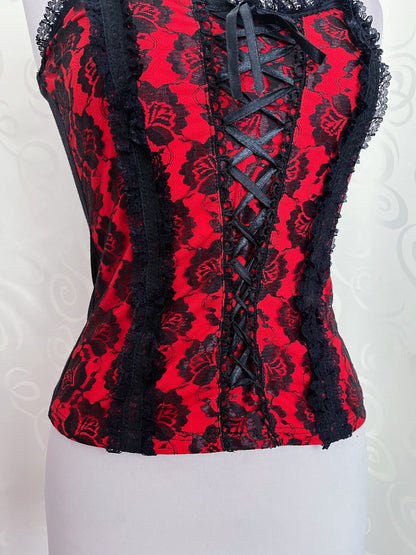 00’s Vampire gothic lace-up red top ❤️🦷
