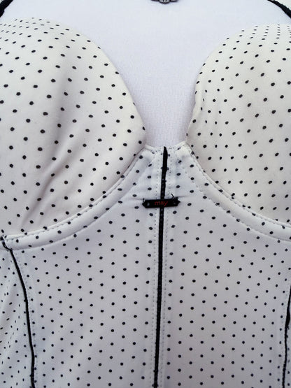 Twee white polka dot bustier top 🍓🌀🗝️