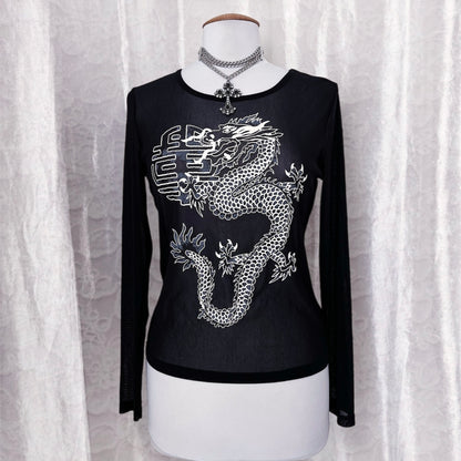 Iconic mesh asian dragon top 🐉