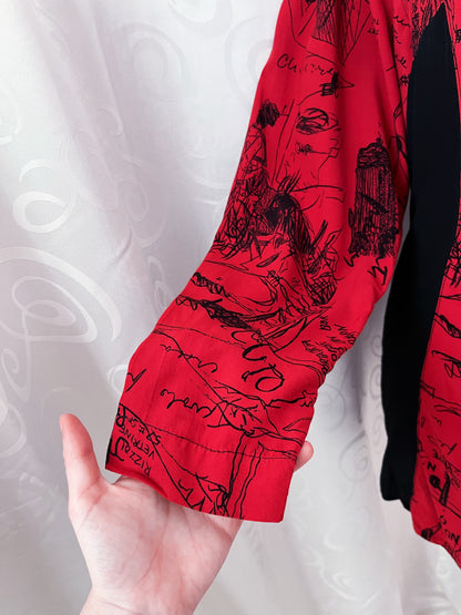 Vintage crazy-patterned red & black shirt ❤️