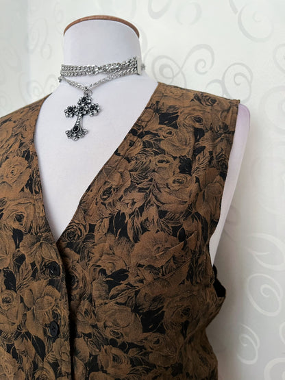 Vintage brown floral vest 🐌⚜️