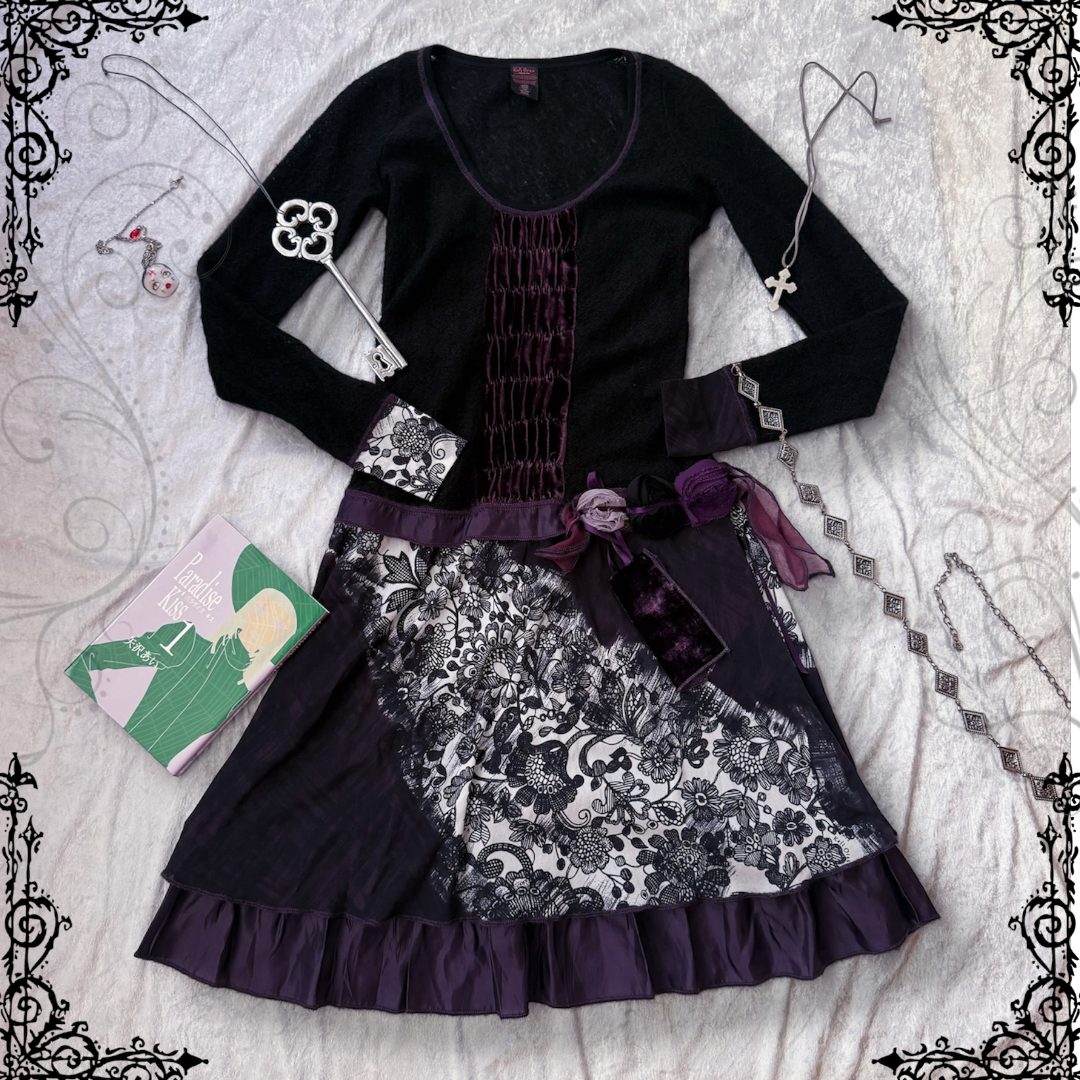 Rare Kali Orea whimsygoth patchwork dress 💜🌀🦋
