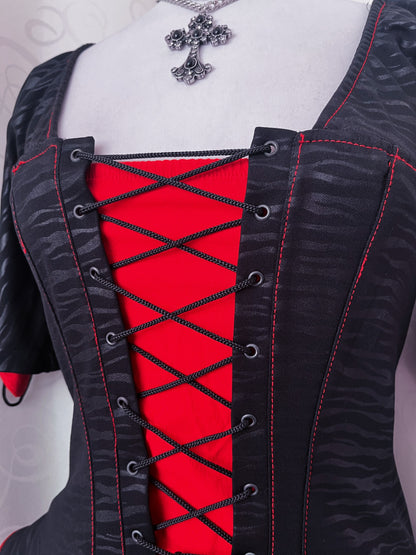 Iconic Vampire Gothic lace-up dress with zebra print ❤️🧛🏼‍♀️