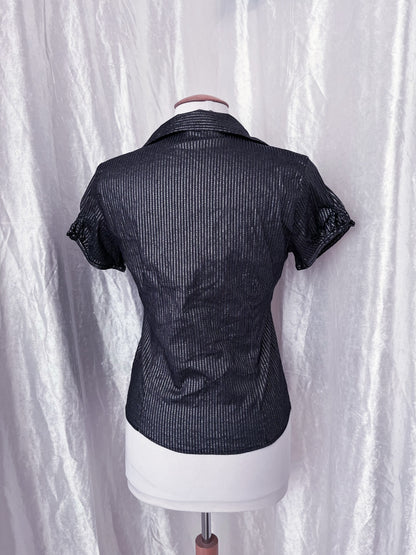 Gothic silver striped shirt 🕸️🎀