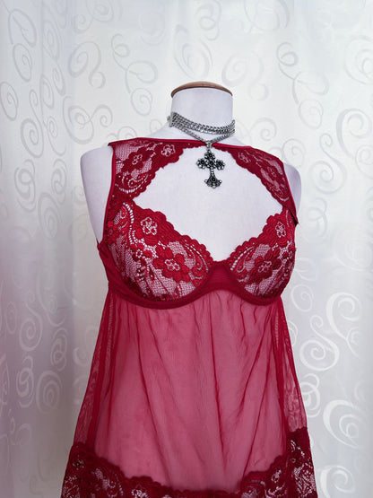 Ethereal hot red mesh bustier top ❤️🕷️