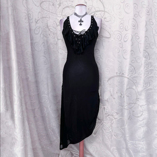Gothic, hot maxi lace-up dress 🕷️