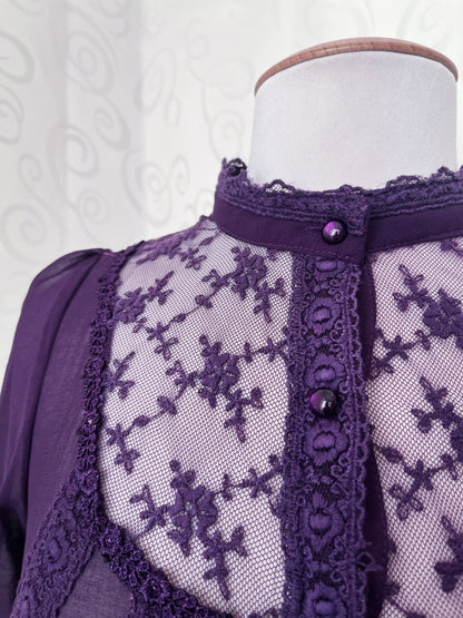 Mesmerising whimsy mesh purple oversize shirt with embroidered details 💜🌀