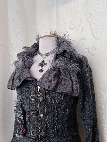 00’s whimsygoth knit light jacket with beautiful patchwork details 🌀🦇