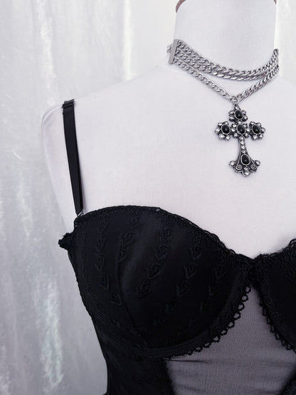 Gothic mesh black corset top 🕸️🕷️